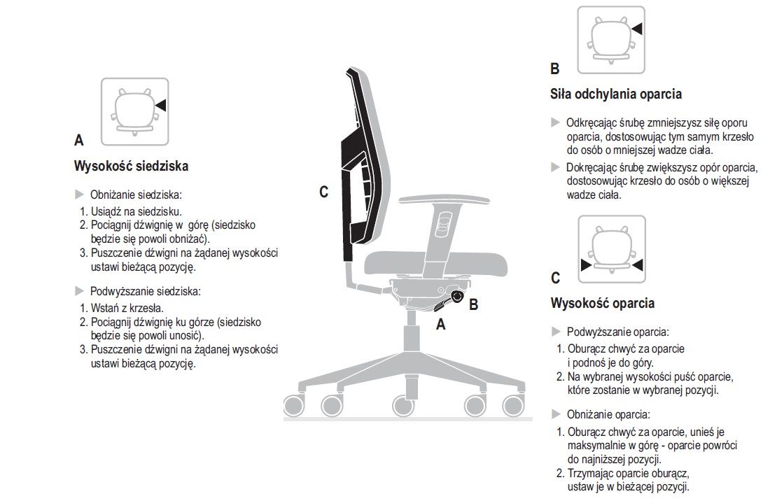 Krzesło biurowe obrotowe RAYA - ergonomiczne z mechanizmem synchronicznym, regulacją wysokości oparcia.